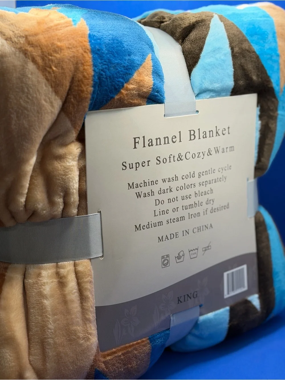 New king size Flannel Blanket Aztec blue Black Brown white soft thick cozy
